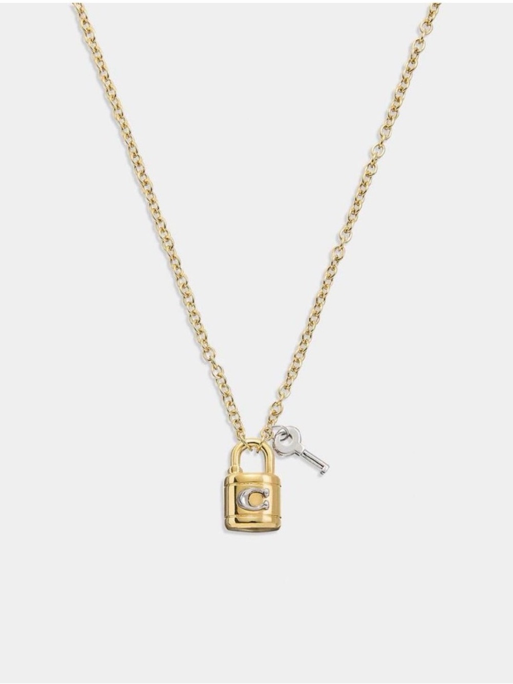 Coach Signature Padlock and Key Necklace
